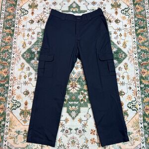 Mens Navy Blue Cargo Work Pants Relaxed Fit Utility‎ Casual Trousers